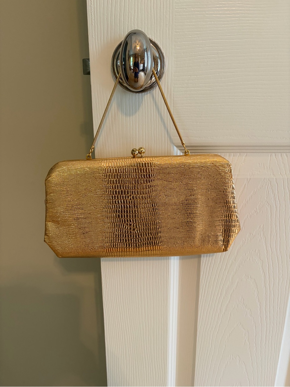 Vintage 1950s Bobbie Jerome Evening Bag Gold Chain Strap Clutch Purse